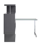 Clear glass top and gray/ chrome finish writing desk with shelf by La Spezia additional picture 8