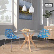 Blue strong molded polypropylene seat and metal legs dining chairs/ set of 2 by Leisure Mod additional picture 2