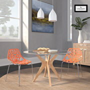 Orange strong molded polypropylene seat and metal legs dining chairs/ set of 2 by Leisure Mod additional picture 2