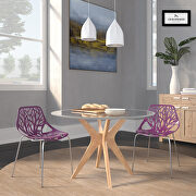 Purple strong molded polypropylene seat and metal legs dining chairs/ set of 2 by Leisure Mod additional picture 2