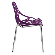 Purple strong molded polypropylene seat and metal legs dining chairs/ set of 2 by Leisure Mod additional picture 4