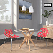 Red strong molded polypropylene seat and metal legs dining chairs/ set of 2 by Leisure Mod additional picture 2