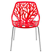 Red strong molded polypropylene seat and metal legs dining chairs/ set of 2 by Leisure Mod additional picture 3