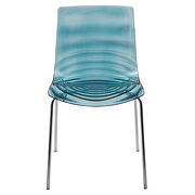 Transparent blue sturdy plastic material seat and chrome legs dining chair/ set of 2 by Leisure Mod additional picture 2