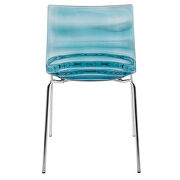 Transparent blue sturdy plastic material seat and chrome legs dining chair/ set of 2 by Leisure Mod additional picture 4