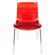 Transparent red sturdy plastic material seat and chrome legs dining chair/ set of 2 by Leisure Mod additional picture 2
