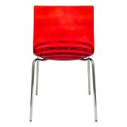 Transparent red sturdy plastic material seat and chrome legs dining chair/ set of 2 by Leisure Mod additional picture 4