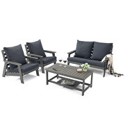 Charcoal cushions poly lumber 4-piece weather resistant patio conversation set by Leisure Mod additional picture 2