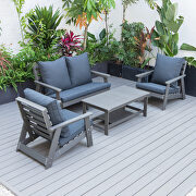 Charcoal cushions poly lumber 4-piece weather resistant patio conversation set by Leisure Mod additional picture 3