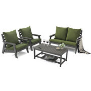 Dark green cushions poly lumber 4-piece weather resistant patio conversation set by Leisure Mod additional picture 2