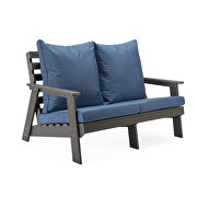 Navy blue cushions poly lumber 4-piece weather resistant patio conversation set by Leisure Mod additional picture 4