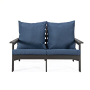 Navy blue cushions poly lumber 4-piece weather resistant patio conversation set by Leisure Mod additional picture 7