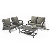 Taupe cushions poly lumber 4-piece weather resistant patio conversation set by Leisure Mod additional picture 2