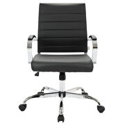 Black faux leather and polished steel frame swivel office chair by Leisure Mod additional picture 2