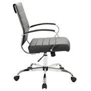 Black faux leather and polished steel frame swivel office chair by Leisure Mod additional picture 3