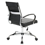Black faux leather and polished steel frame swivel office chair by Leisure Mod additional picture 4