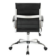 Black faux leather and polished steel frame swivel office chair by Leisure Mod additional picture 5