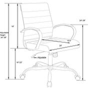 Black faux leather and polished steel frame swivel office chair by Leisure Mod additional picture 6
