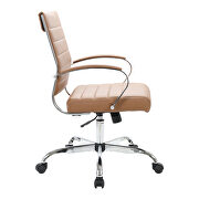 Brown faux leather and polished steel frame swivel office chair by Leisure Mod additional picture 3
