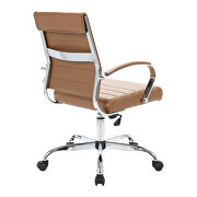 Brown faux leather and polished steel frame swivel office chair by Leisure Mod additional picture 4