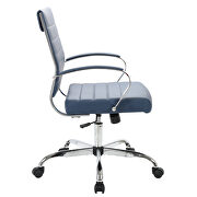 Navy blue faux leather and polished steel frame swivel office chair by Leisure Mod additional picture 3