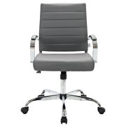 Gray faux leather and polished steel frame swivel office chair by Leisure Mod additional picture 2