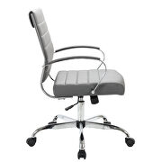 Gray faux leather and polished steel frame swivel office chair by Leisure Mod additional picture 3