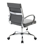 Gray faux leather and polished steel frame swivel office chair by Leisure Mod additional picture 4