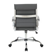 Gray faux leather and polished steel frame swivel office chair by Leisure Mod additional picture 5