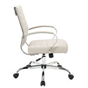 Tan faux leather and polished steel frame swivel office chair by Leisure Mod additional picture 3