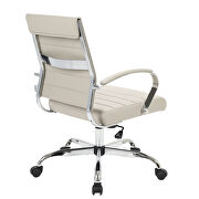 Tan faux leather and polished steel frame swivel office chair by Leisure Mod additional picture 4