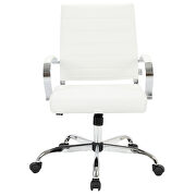 White faux leather and polished steel frame swivel office chair by Leisure Mod additional picture 2