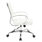 White faux leather and polished steel frame swivel office chair by Leisure Mod additional picture 3