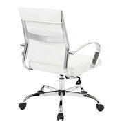 White faux leather and polished steel frame swivel office chair by Leisure Mod additional picture 4