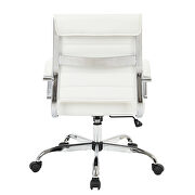 White faux leather and polished steel frame swivel office chair by Leisure Mod additional picture 5