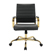 Black faux leather and polished gold steel frame office chair by Leisure Mod additional picture 2