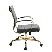 Black faux leather and polished gold steel frame office chair by Leisure Mod additional picture 3
