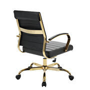 Black faux leather and polished gold steel frame office chair by Leisure Mod additional picture 4
