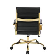 Black faux leather and polished gold steel frame office chair by Leisure Mod additional picture 5