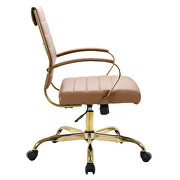 Brown faux leather and polished gold steel frame office chair by Leisure Mod additional picture 3