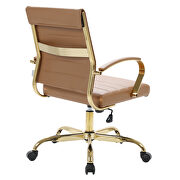 Brown faux leather and polished gold steel frame office chair by Leisure Mod additional picture 5