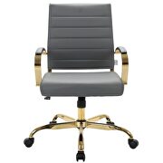 Gray faux leather and polished gold steel frame office chair by Leisure Mod additional picture 2