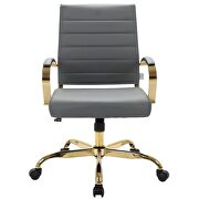 Gray faux leather and polished gold steel frame office chair additional photo 2 of 5