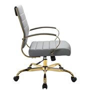 Gray faux leather and polished gold steel frame office chair by Leisure Mod additional picture 3