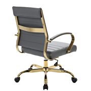 Gray faux leather and polished gold steel frame office chair by Leisure Mod additional picture 4