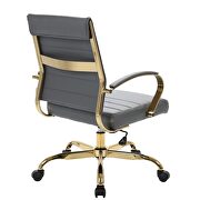 Gray faux leather and polished gold steel frame office chair additional photo 4 of 5