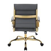Gray faux leather and polished gold steel frame office chair by Leisure Mod additional picture 5