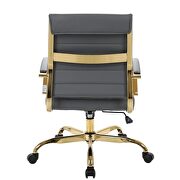 Gray faux leather and polished gold steel frame office chair additional photo 5 of 5