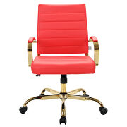 Red faux leather and polished gold steel frame office chair by Leisure Mod additional picture 2