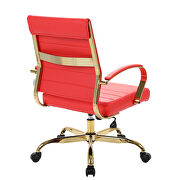 Red faux leather and polished gold steel frame office chair by Leisure Mod additional picture 4